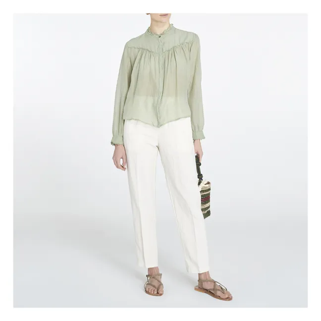 Pantaloni elasticizzati in cotone e lino | Bianco