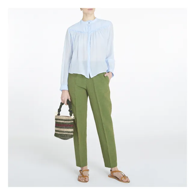 Pantalon Elastiqué Coton et Lin | Vert