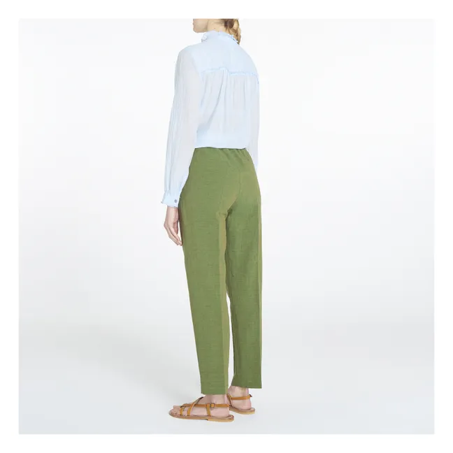 Pantalon Elastiqué Coton et Lin | Vert