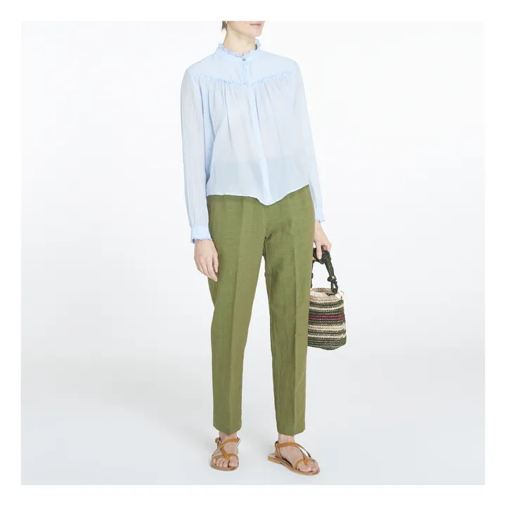 Blouse Mousseline de Coton et Soie | Bleu- Image produit n°1