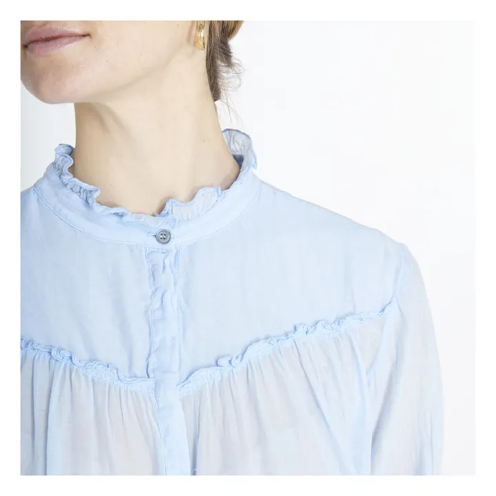 Blouse Mousseline de Coton et Soie | Bleu- Image produit n°2