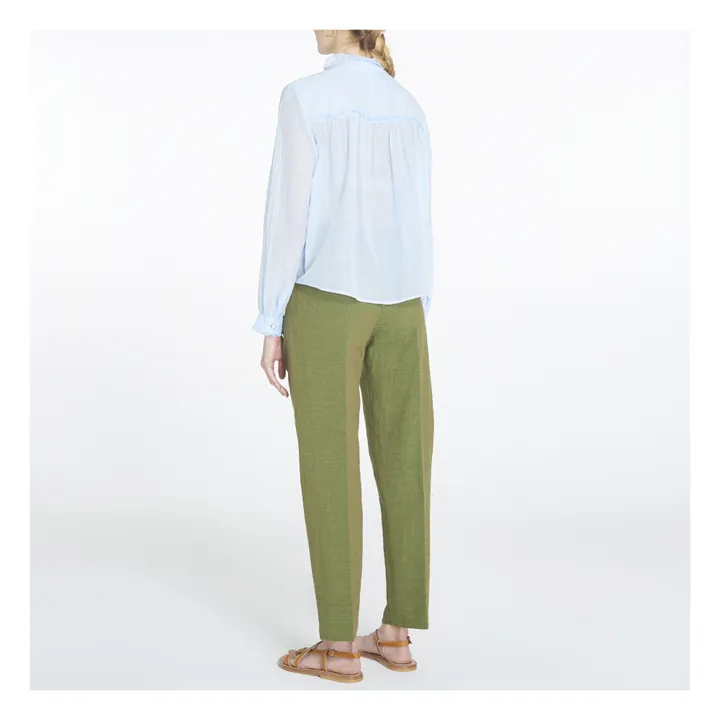 Blouse Mousseline de Coton et Soie | Bleu- Image produit n°3
