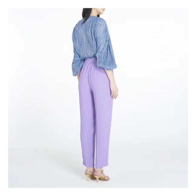 Pantaloni elasticizzati in doppio Georgette | Viola