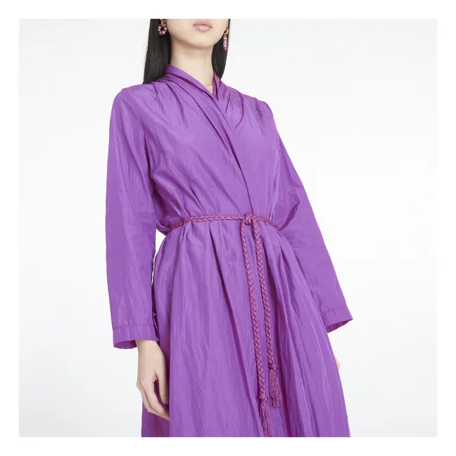 Vestido chic de tafetán arrugado | Malva