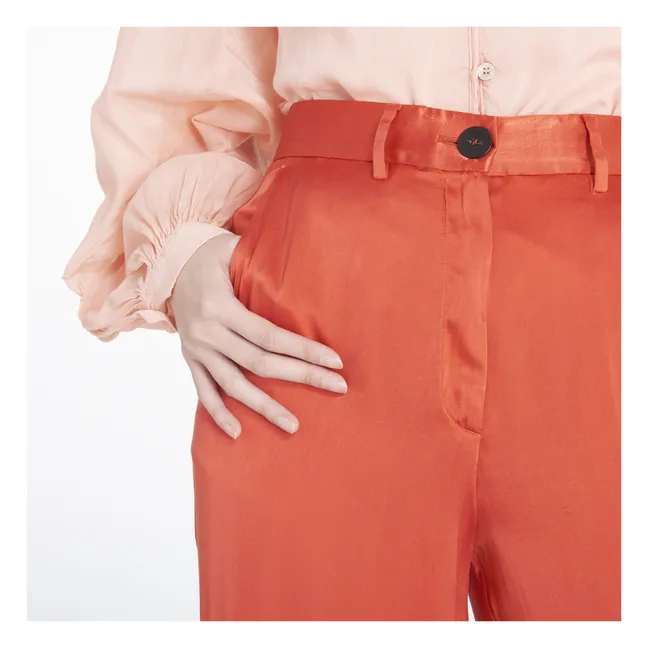 Pantaloni in raso di seta | Arancione