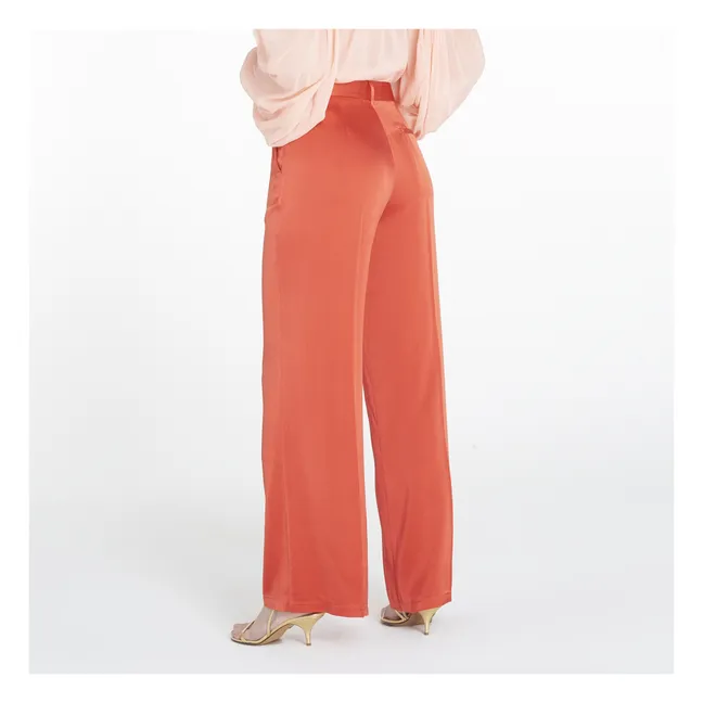Pantaloni in raso di seta | Arancione