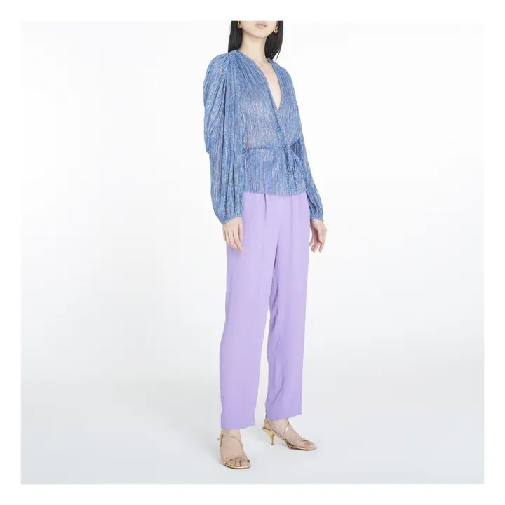 Blouse Croisée Métallisée | Bleu- Image produit n°1