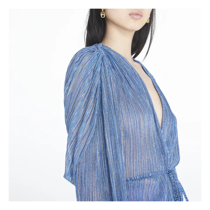 Blouse Croisée Métallisée | Bleu- Image produit n°2