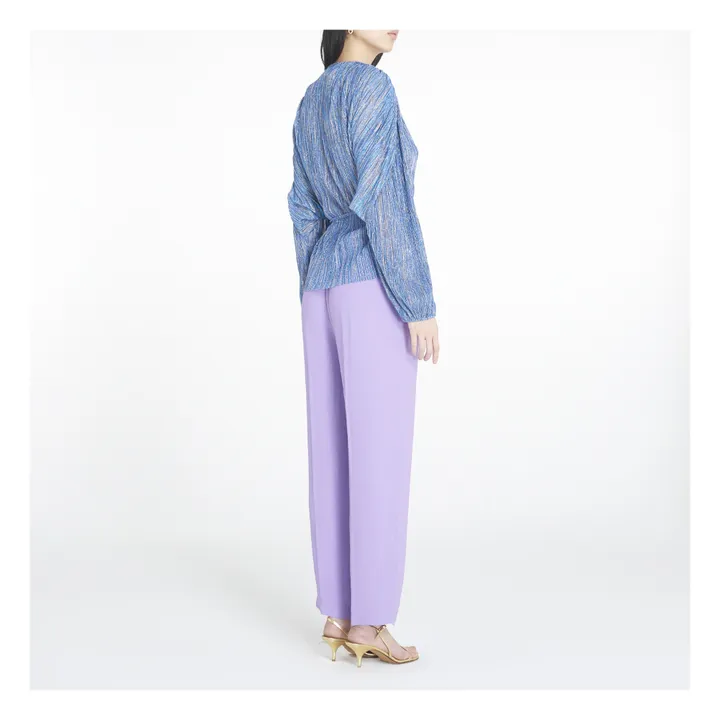 Blouse Croisée Métallisée | Bleu- Image produit n°3