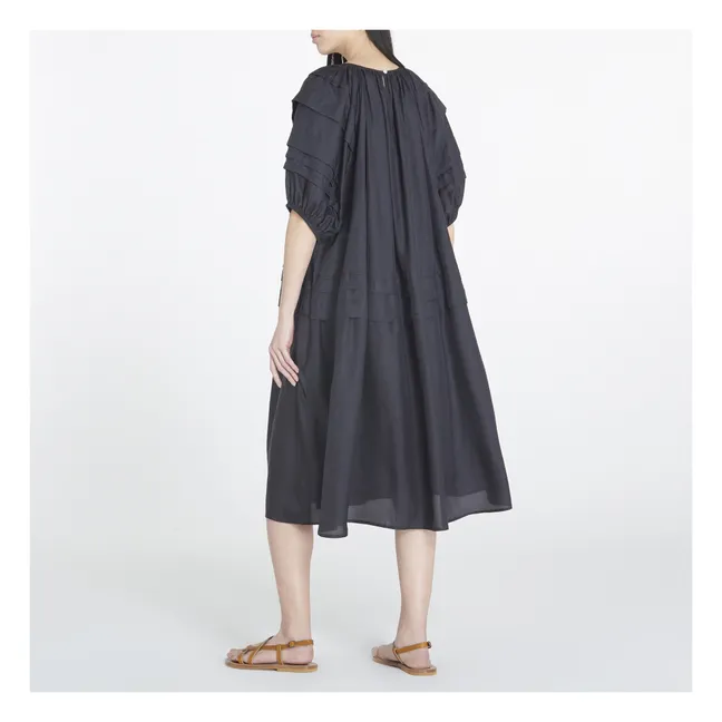 Rishi Pintuck Midi Silk Dress  | Black