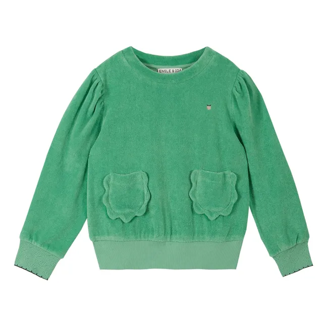 Sweat Eponge Poches | Vert