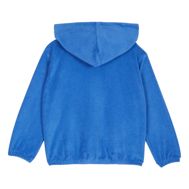 Sweatshirt mit Reißverschluss, Kapuze, Taschen Frottee | Blau