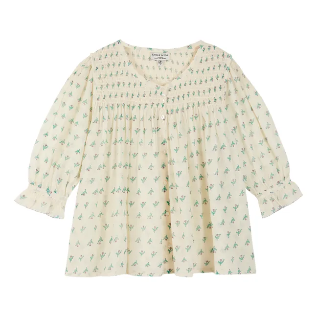 Blouse Smockée Brodée Jonquille - Collection Femme  | Violet