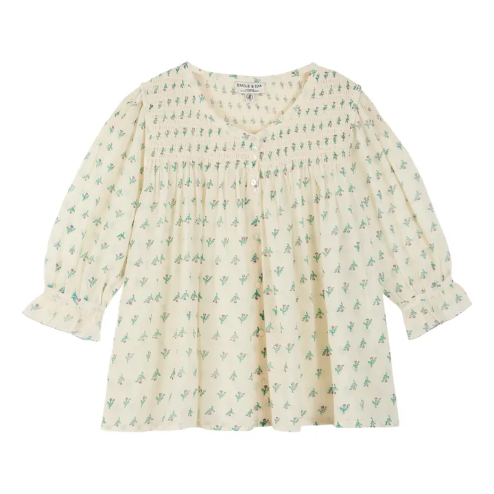 Blouse Smockée Brodée Jonquille - Collection Femme  | Violet- Image produit n°0