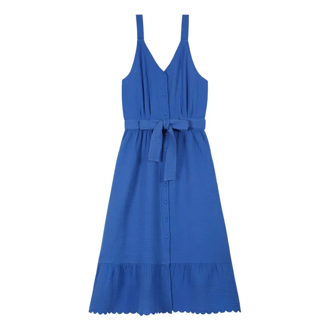 Vestido con tirantes de tela de algodón orgánico Guananina | Azul