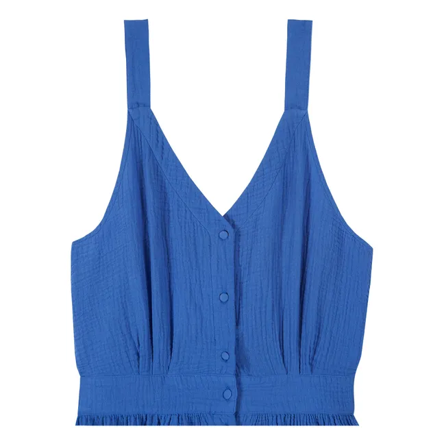 Vestido con tirantes de tela de algodón orgánico Guananina | Azul