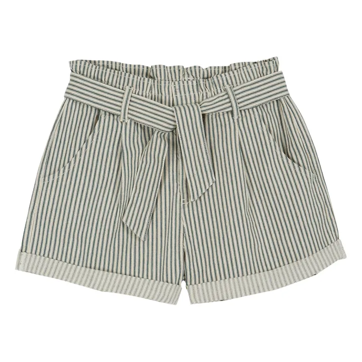Short Denim Rayé - Collection Femme  | Vert- Image produit n°0