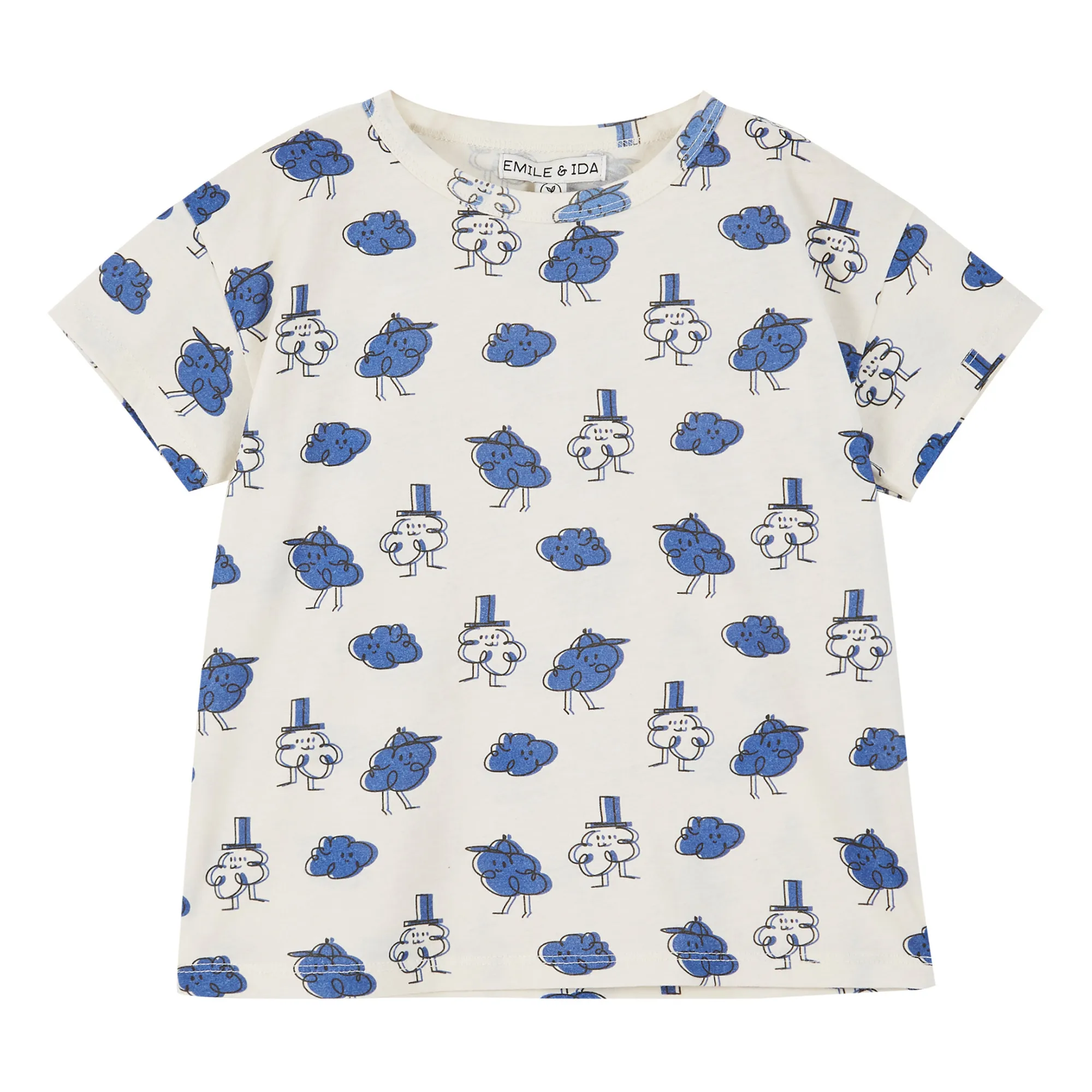 Emile Et Ida Ecru Organic Cotton Clouds T-Shirt