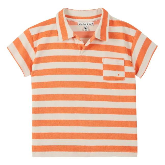 Terry Striped Polo | Orange