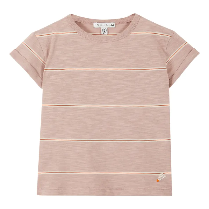 Organic Cotton Striped T-Shirt | Mauve- Product image n°0
