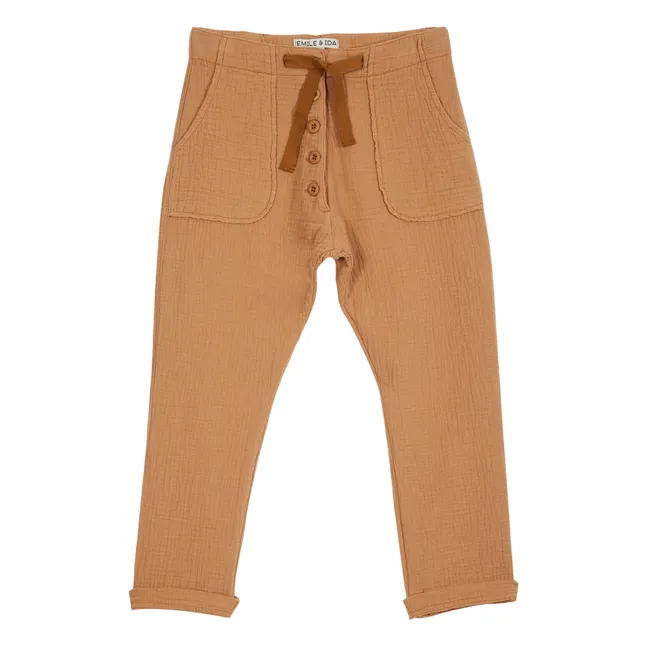 Cotton Muslin Trousers | Ochre