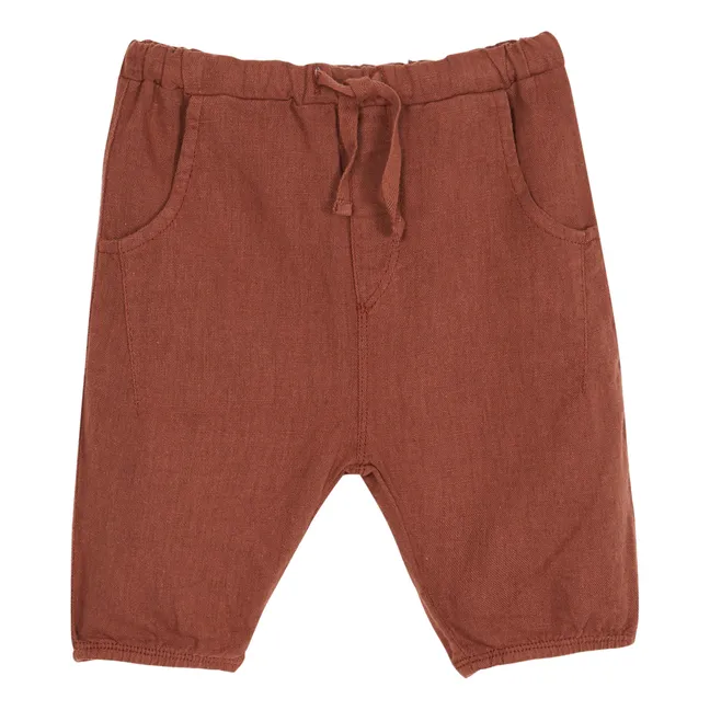 Pantalón de lino y algodón | Marrón