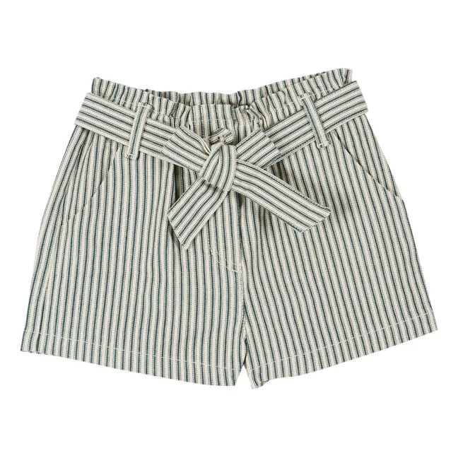 Short Rayures Ceinturé | Vert