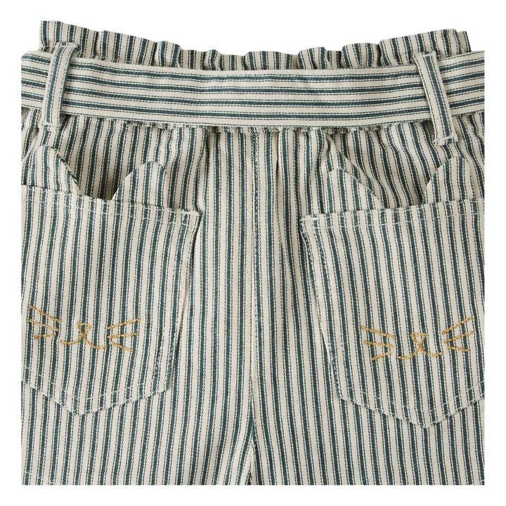 Belted Shorts with Stripes | Green- Product image n°1