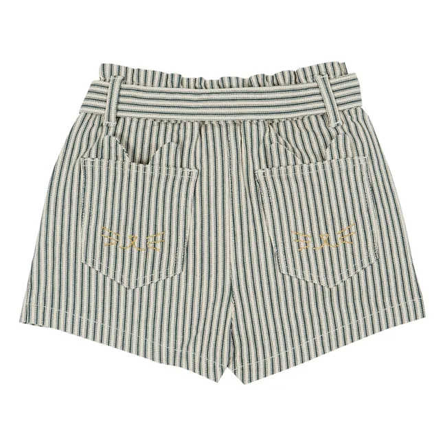 Short Rayures Ceinturé | Vert