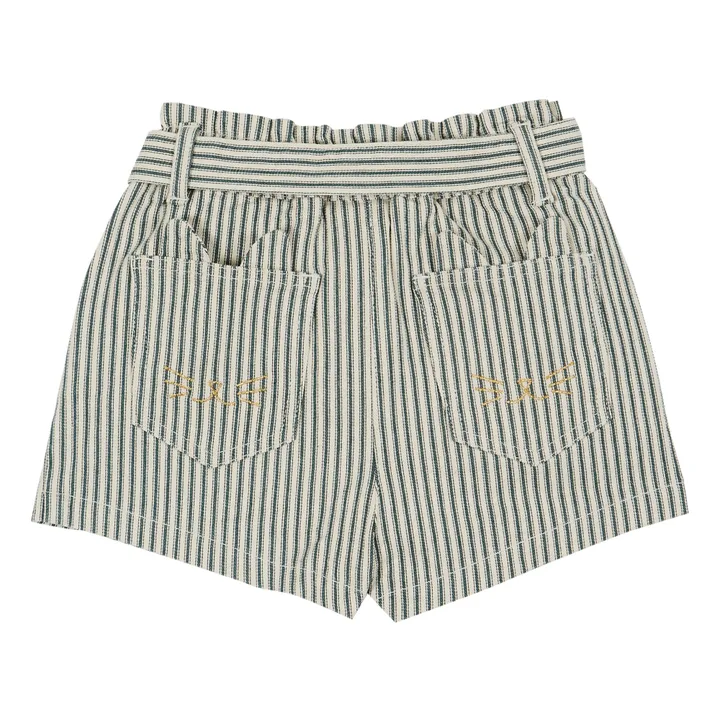 Belted Shorts with Stripes | Green- Product image n°2