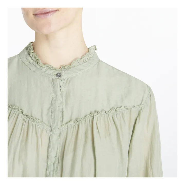 Blouse Mousseline de Coton et Soie | Vert de gris- Image produit n°2