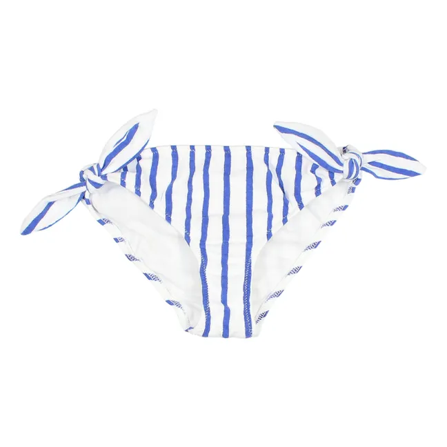 Organic Cotton Striped Bikini Bottoms | White