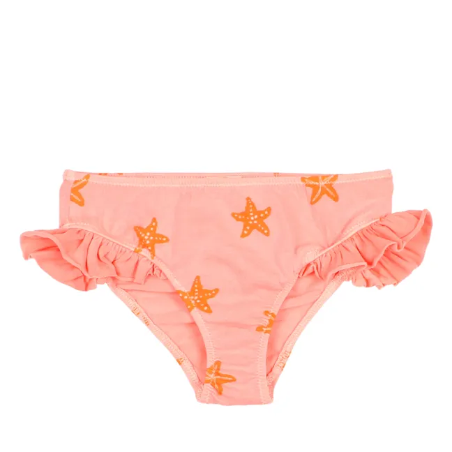 Braguita de bikini de algodón orgánico para bebé con estampado de estrellas de mar  | Rosa