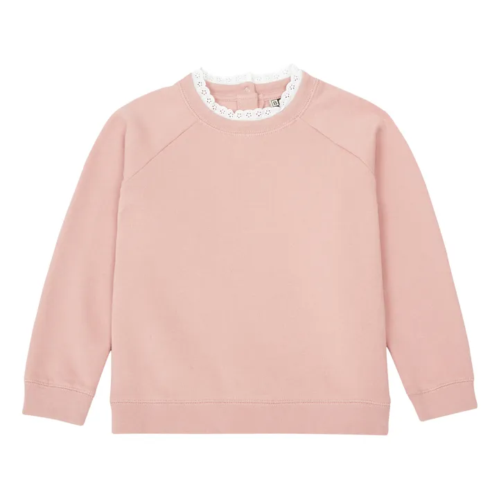 Sweat Coton Bio Col Dentelle Tilia | Rose- Image produit n°0