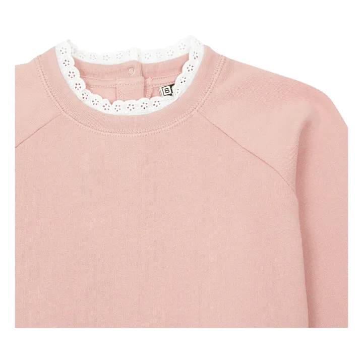 Sweat Coton Bio Col Dentelle Tilia | Rose- Image produit n°1