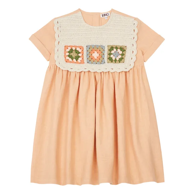 Vestido de ganchillo de lino | Rosa Pálido