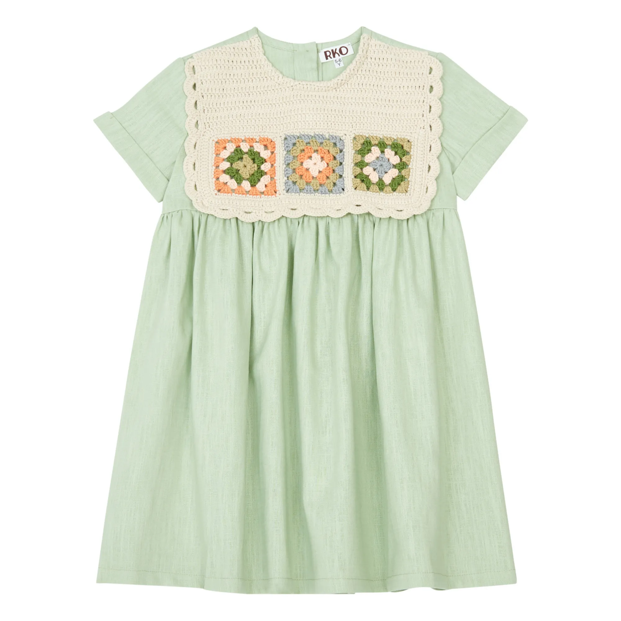 Rko Sage Linen Crochet Dress