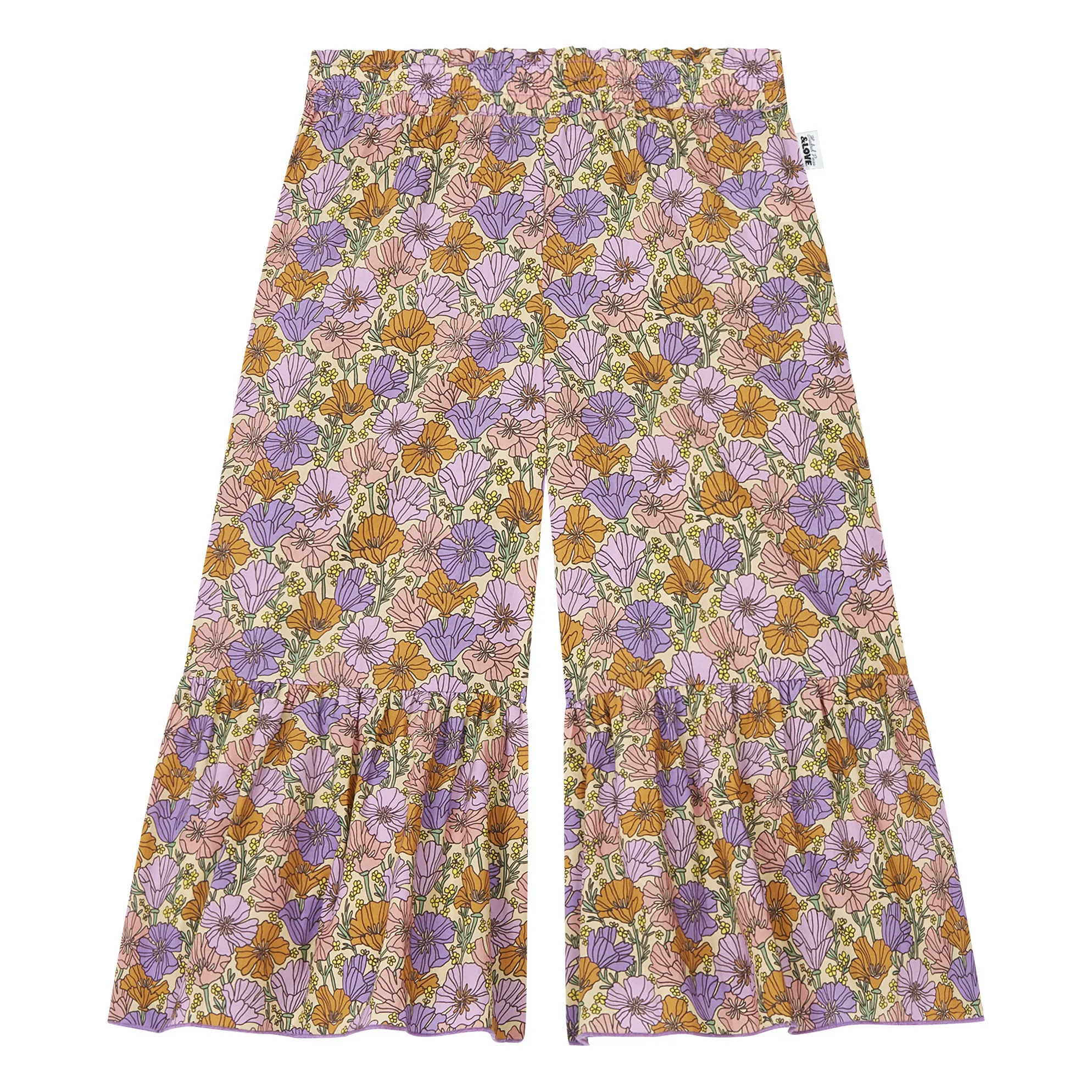 Hundred Pieces Orange Flowy Romance Flower Trousers