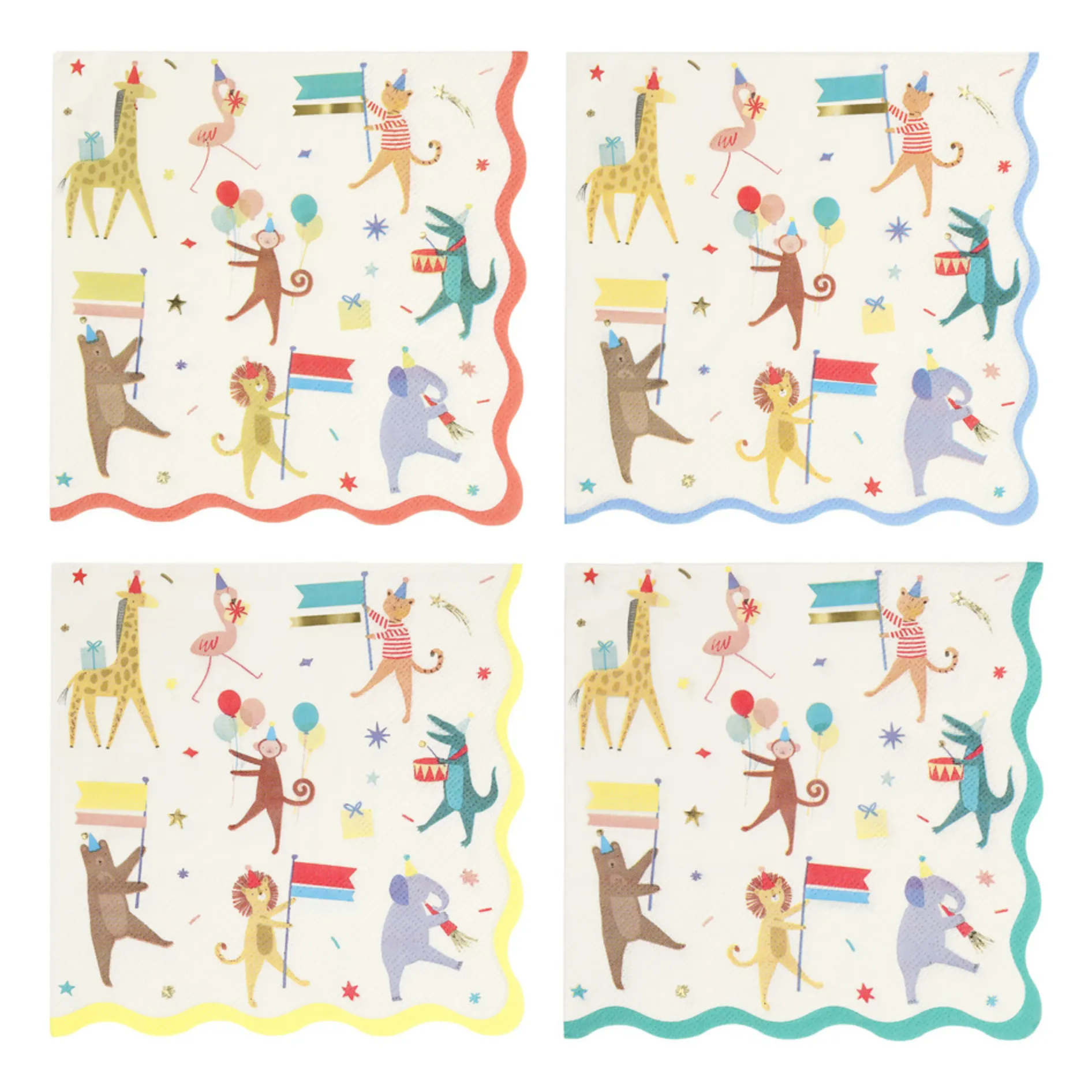 Meri Meri Multicoloured Animal Parade Paper Napkins - Set Of 16