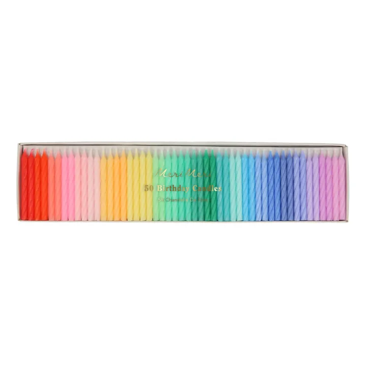 Mini bougies torsadées Arc-en-ciel - Set de 50- Image produit n°0