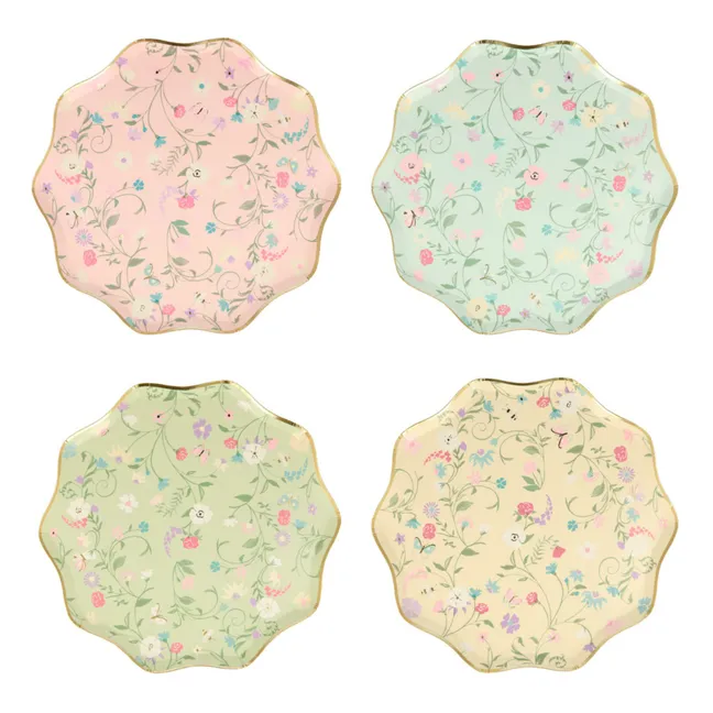 Kleine Teller aus geblümtem Karton Ladurée - 8er-Set