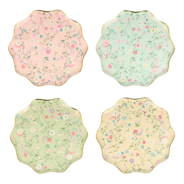 Petites assiettes en carton florales Ladurée - Set de 8