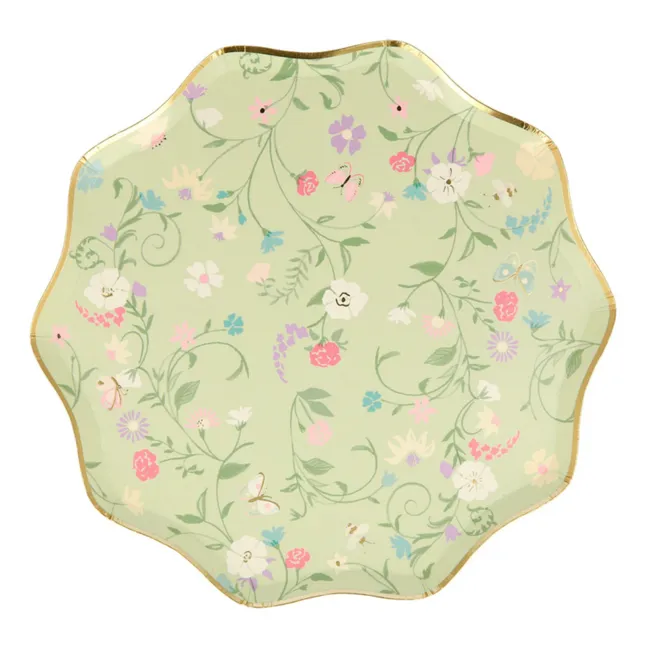 Petites assiettes en carton florales Ladurée - Set de 8