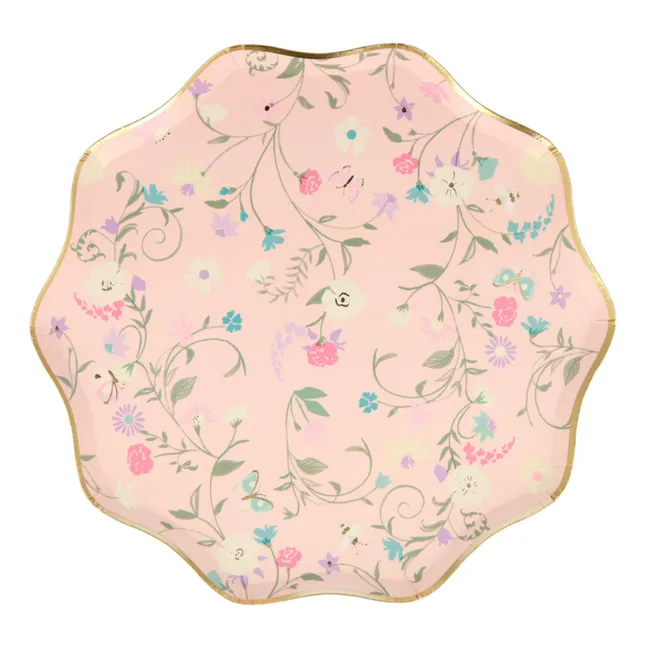 Petites assiettes en carton florales Ladurée - Set de 8