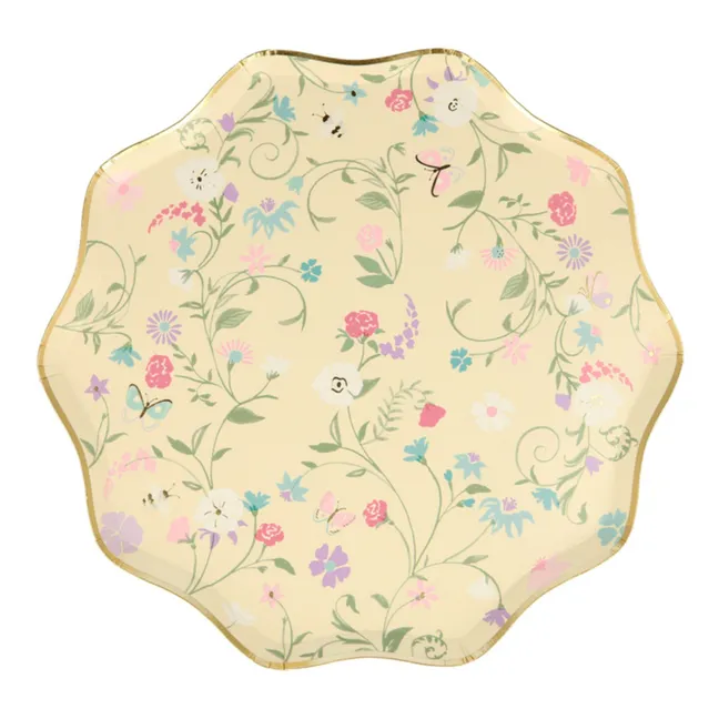 Kleine Teller aus geblümtem Karton Ladurée - 8er-Set