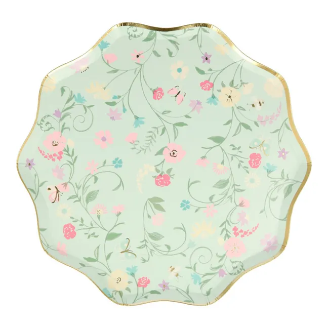 Petites assiettes en carton florales Ladurée - Set de 8