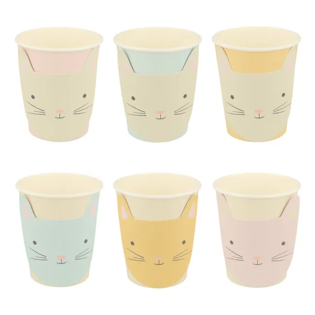Bicchieri con gatto color pastello - Set di 8
