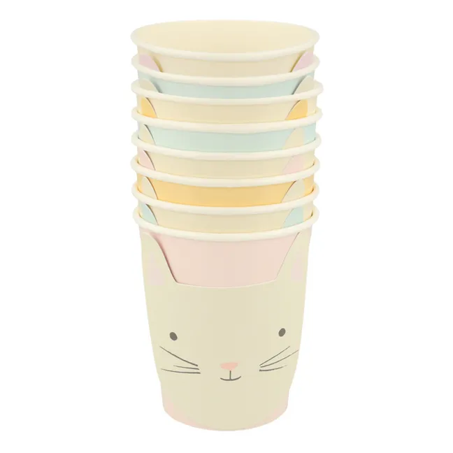 Bicchieri con gatto color pastello - Set di 8