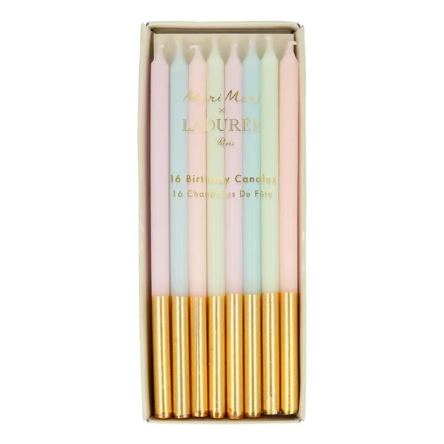 Ladurée pastel and gold candles - Set of 16