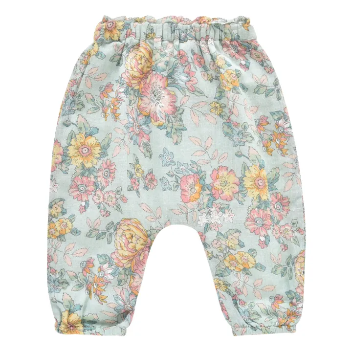 Pantalones Sarouel de algodón orgánico floreados Amandine | Verde agua- Imagen del producto n°0